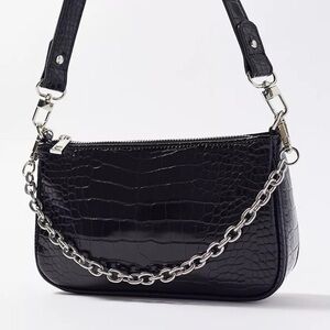 Urban Outfitters Black Crocodile Shoulder Bag